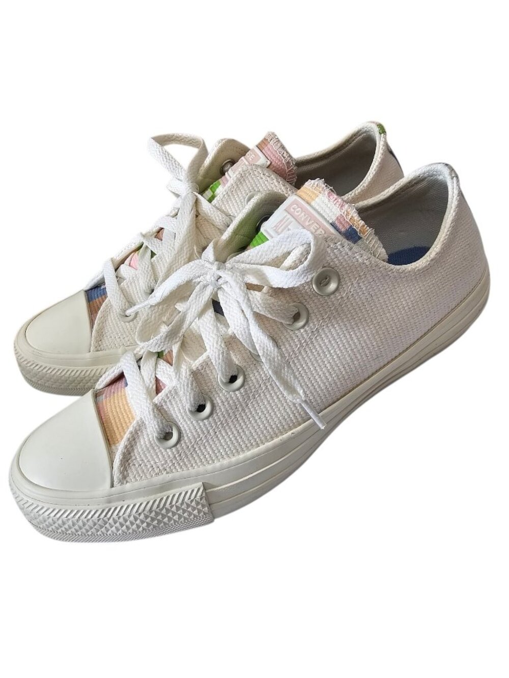 Converse Chuck Taylor Women's SZ 7 All Star Low Crafted Abstract Stripes W - Picture 2 of 8
